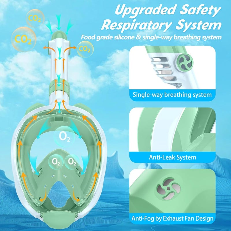 Greatever Snorkeling Gear for Kids，Ideal Gifts of Kids Snorkel Mask，Full Face Snorkel Mask Kids with Camera Mount，Safe Breathing for Enchanting Travel - Image 3